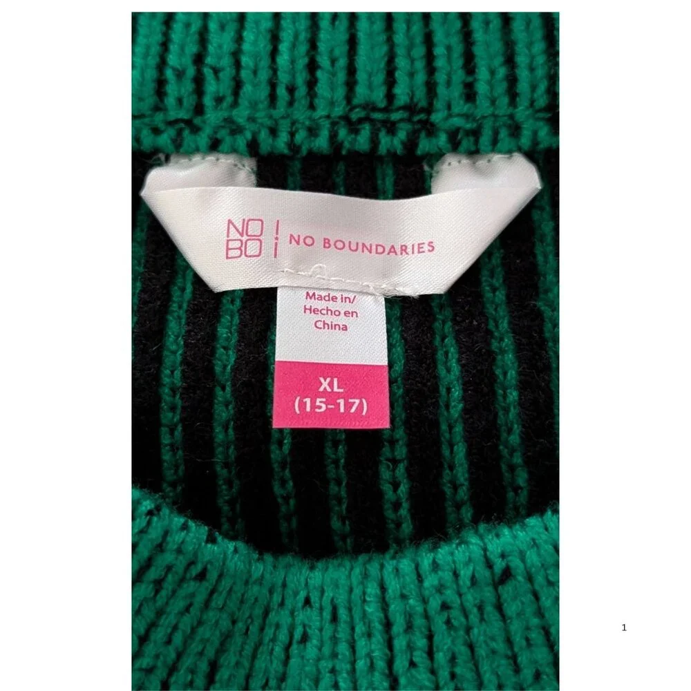 No Boundaries Green Ribbed Knit Sweater Juniors XL (15โ17) NWT - Picture 4 of 5